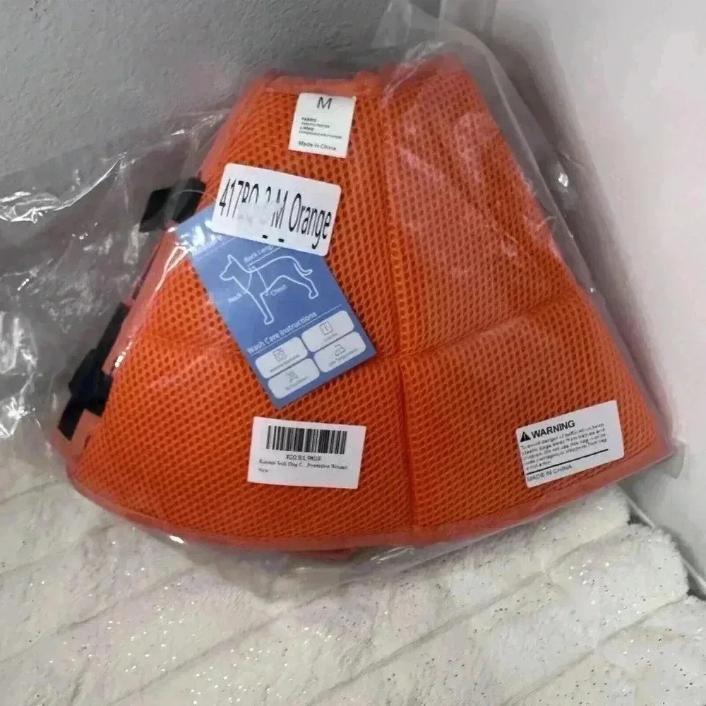 NEW Kuoser Soft Dog Cone Collar After Surgery Adjustable Recovery, Medium,Orange